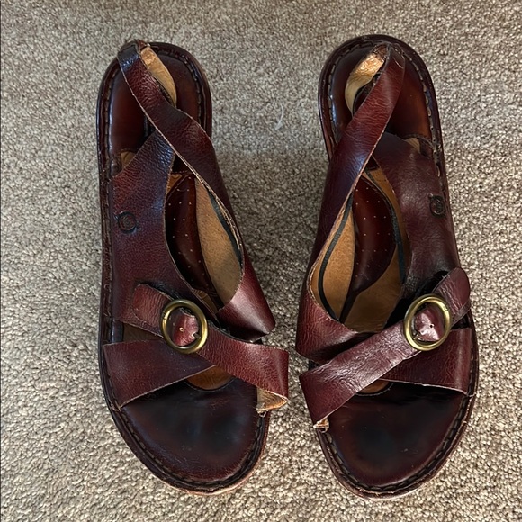 Born Brown Leather Platform Shoes - Picture 2 of 7